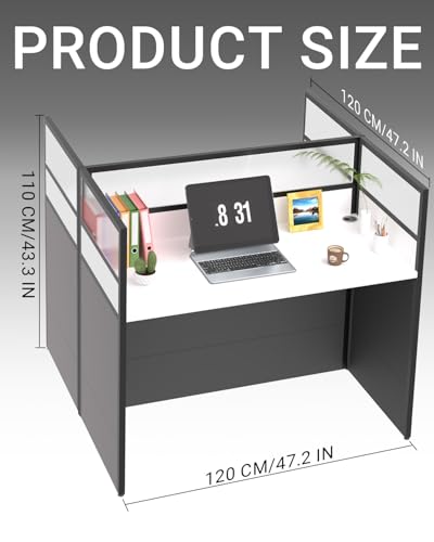 2 person Office Cubicle Desk w/Mute Privacy panels, Computer Cubicle ,Black