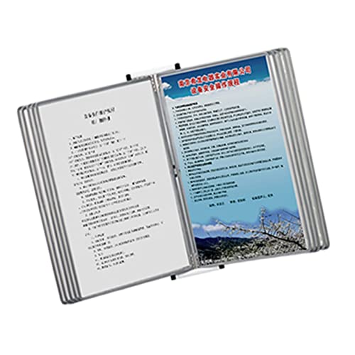 10-Page 20 Sheets Metal Wall Hanging Flip Display Folder For A4 Paper(Gray)