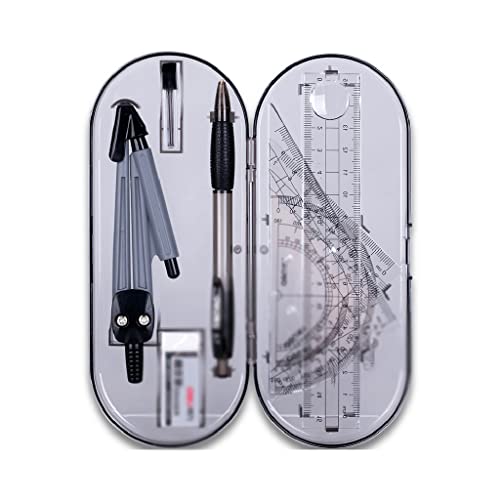 KLJUHGTR 8 Pieces/Set of Protractor Drawing Triangle Eraser Compass Set Math Ruler School Supplies