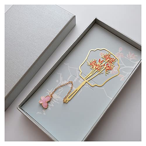 Bookmark Metal Bookmark with Chain Chinoiserie Cute Moon Deer Rabbit for Women Student Teacher Graduation Metal Bookmark (Color : 4) (8)