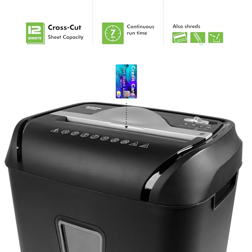 Aurora AU1208XE Anti-Jam 12-Sheet Crosscut Paper/Credit Card Shredder with 4.8 Gallon Wastebasket