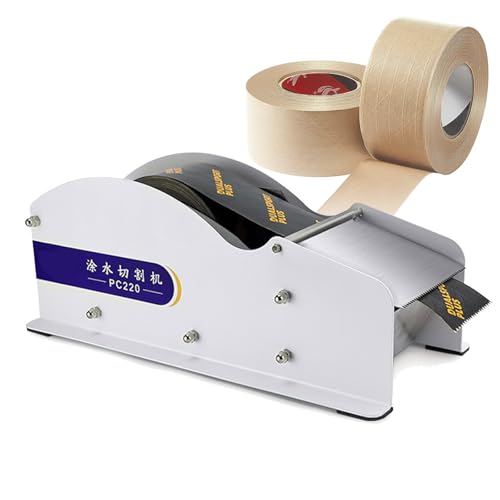 VNATWGOO Water Activated Packaging Tape Dispenser, for Shipping, Carton and Box Sealing, Kraft Paper Packaging Tape Cutter, Stainless Steel Manual Tape Cutter