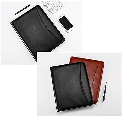 Folder, File Folders, Lever Arch Files, A4 Leather Refillable Loose Leaf Notepad, Binder Notepad, Lined/Classic Ruled Meeting Notebook with Pocket and Holder