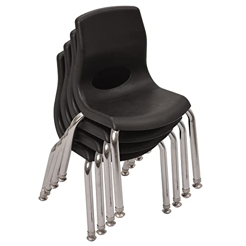 Children’s Factory MyPosture 10" H Chair, 4 Pack, Black with Chrome Legs, AB8010BLC4, Kids Preschool, Daycare or Classroom Flexible Seating, Toddler Desk Chair