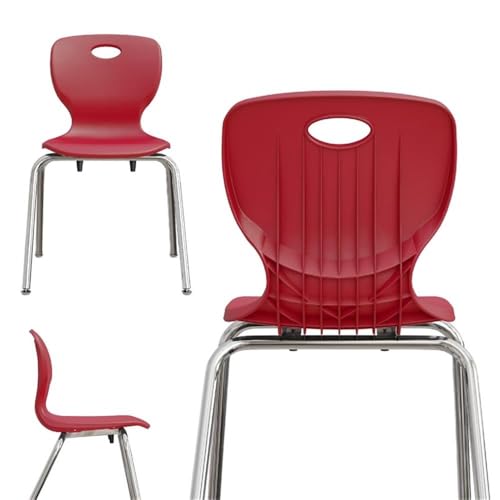 Correll CSC 18" Classic Metal/Plastic Stacking Student Chair - Red (Set of 4)