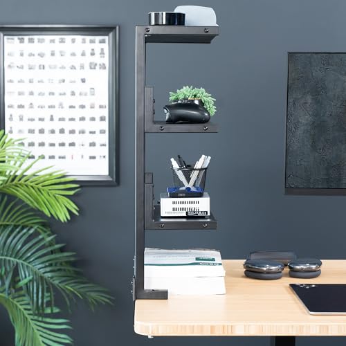 VIVO Black Clamp-on 13 in 3-Tier Desk Shelf, STAND-SHELF3C