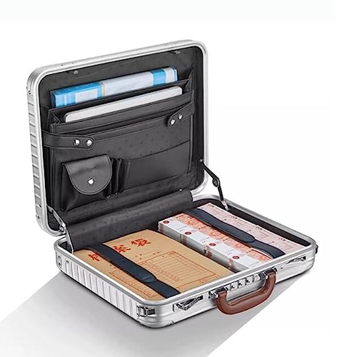 ZHDLdpUS Aluminum Briefcase, Men's Business Laptop Case, Home Medical Kit Now Instrument and Equipment Toolbox with Straps (Color : Gold, Size : 16in)