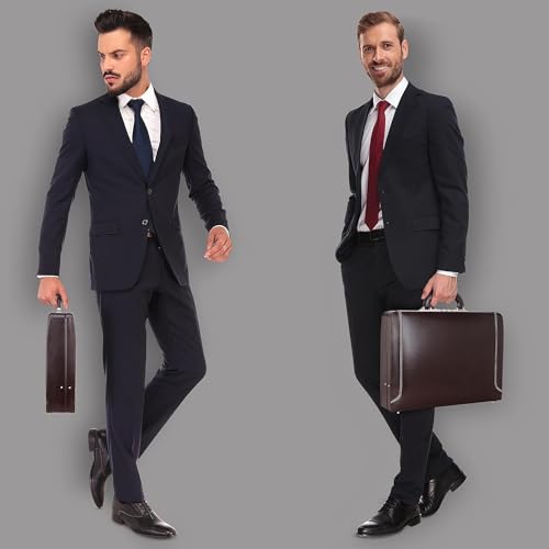 Da leather villa Full Grain Leather Briefcase Attache Case For Unisex Size L18 x W4 x H12 Inches Luxury Briefcase Bag (Italian Brown)
