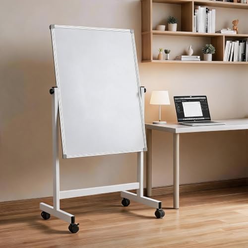 Aptliton 40 x 28 Inch Adjustable Height Mobile Whiteboard on Wheels,