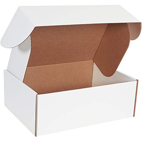 BOX USA White Corrugated Cardboard Deluxe Literature Mailer Box, 16" L x 12" W x 6" H, Pack of 25, Crush-Proof, for Shipping and Mailing UPS, USPS and FedEx