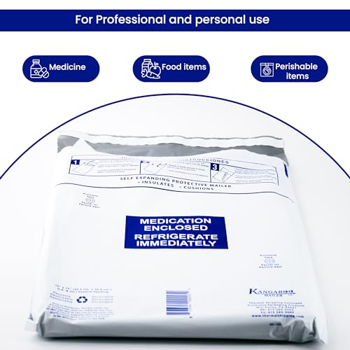 Insulated Mailers for Cold Shipping - Kangaroo Expanding Mailer - 9" x 11" x 1 3/8" - Bulk 72 Count - Insulated Sealed Clasp Envelopes for Medicine, Food, Perishables