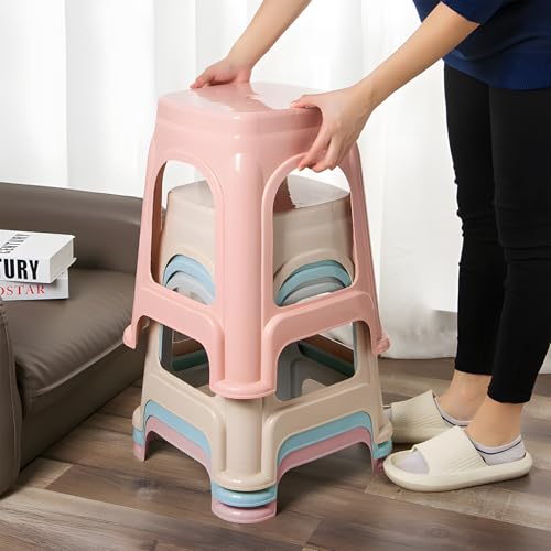 Taeiur Stackable Stools Plastic Chairs, Indoor Outdoor Portable Colorful Flexible Seating Decorative Stools, Strong Load Bearing, Thickened Round Chairs for Home Office School (Mix Color)