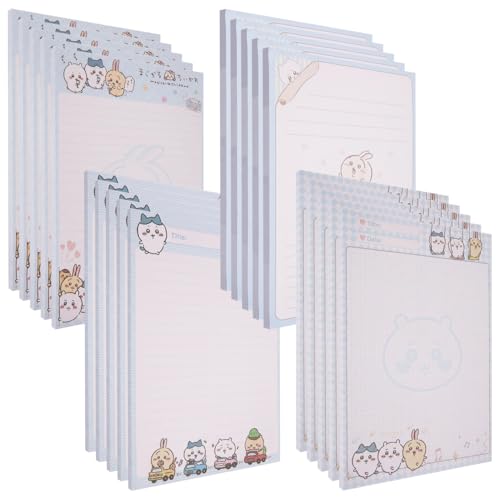 Weddye Total 600 Sheets B5 Cute Anime Writing Pads, 4 Styles Ruled Grid Blank Paper, Memo Pads for School Office Products, Pack of 20