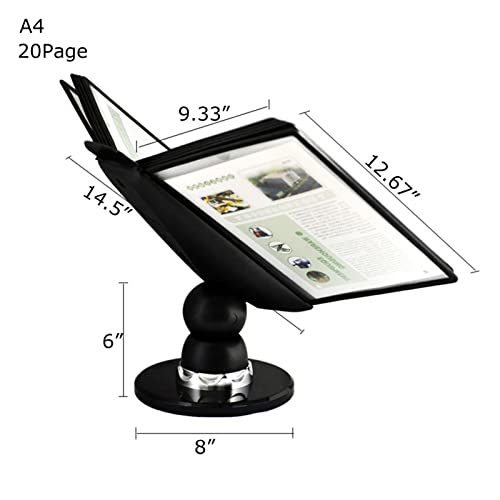 10 and 20- Pocket Desktop Reference and Catalog Display Racks，A4 Paper Flip Flie Folder, Poster Flip Book Display Stand with Easy-Load Pockets and Compact Weighted Base for Maximum Stability