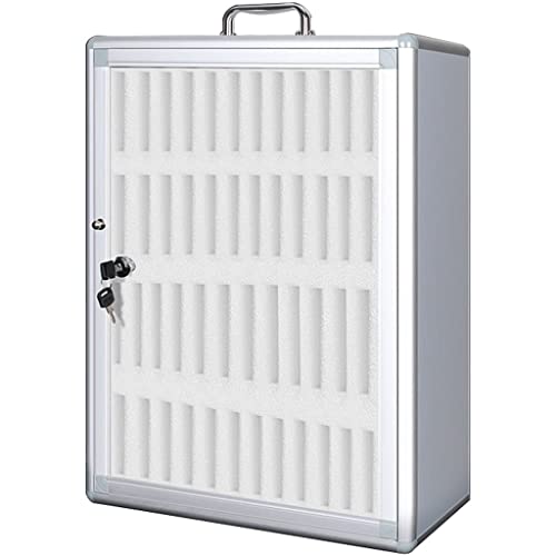 Aluminum Alloy Clear Cell Phones Storage Cabinet, Pocket Chart Locker Box, with Handle Storage Locker Box, for Office Classroom (Color : Silver, Size : 48)