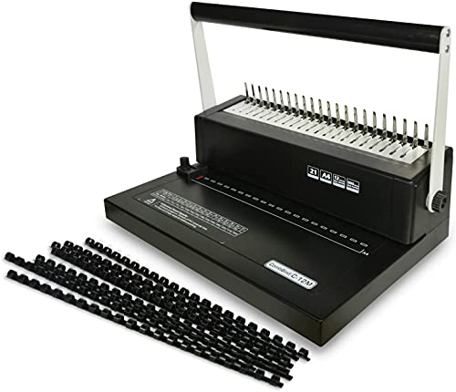 C-12 Binding Machine, 21-Hole, Value Kit 100 PCS 5/16'' Comb Binding Spines, Comb Binding Machine Perfect for Letter Size, A4, A5 or Smaller Sizes Office Documents, Heavy Duty Machine