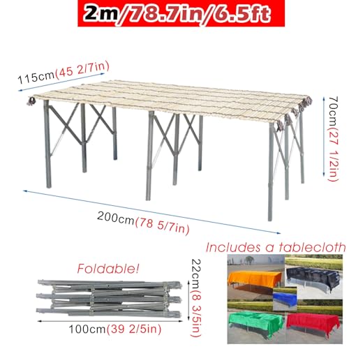 WLCGYD Outdoor Farmers Market Booth, 150 200 250 300 Cm Long Food Service Sample Display Stand/Vendor's Stall, Temporary Trade Show Table, Concession Stand Display(200x1155cm(78 5/7x45 2/7in))
