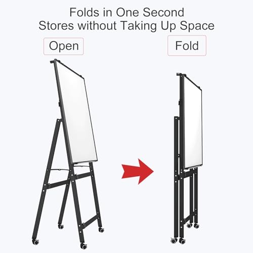 Dry Erase Board Double Sided, Rolling Whiteboard Foldable, Magnetic White Board with Stand, Height Adjustable(Green,60x90cm/24x35in)