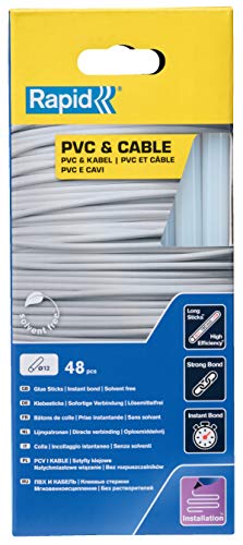 Rapid 5001413 12 mm Glue Sticks PVC & Cable, White, Ø12 x 190 mm