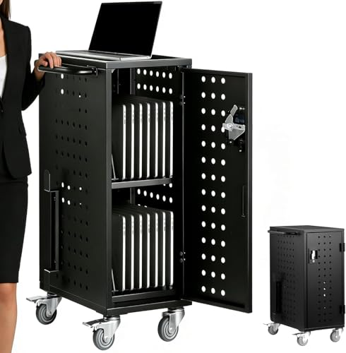 Chromebook Charging Cart, 16 Devices, Lockable Cabinet
