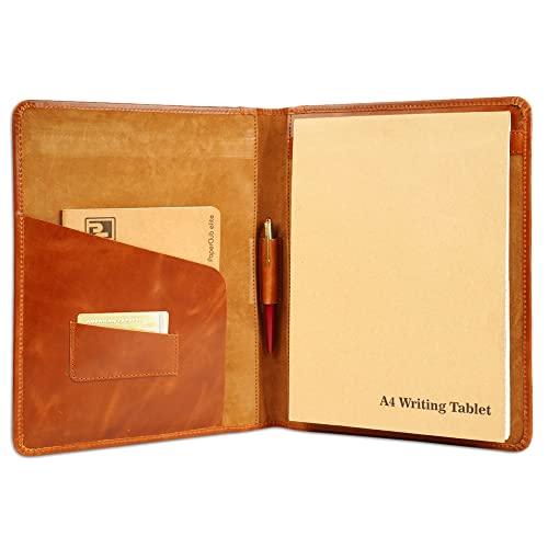 CestAntiQ Buffalo Leather Legal Pad Portfolio Organizer Cognac Brown