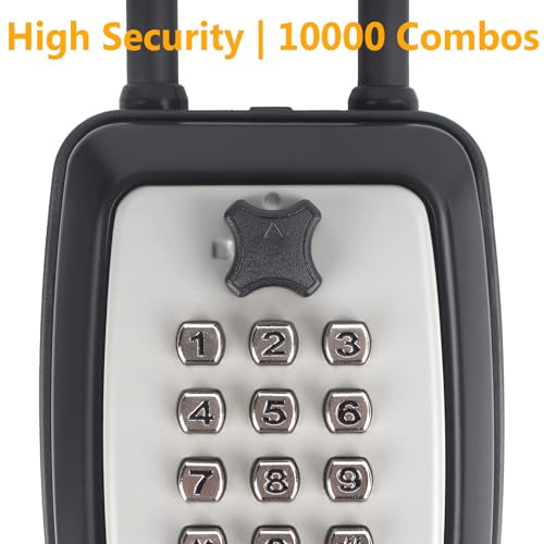 XALYRIX Key Lock Box for Outside With Removable Shackle, Waterproof Cover