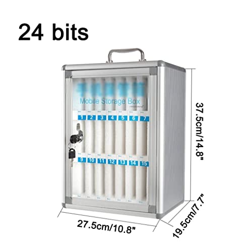icVantA 6/12/24 Bit Aluminum Alloy Pocket Chart Cell Phones Storage Cabinet for Cell Phones, Wall-Mounted with A Locked, Can Be Carried by Hand for Classroom Office Factory (Silver 24)