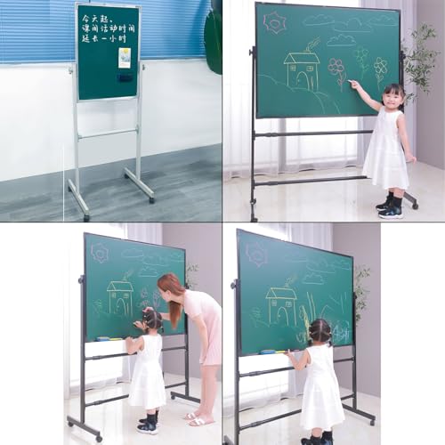TRUNXUCL Double Sided White Board with Stand, Rolling Whiteboard on Wheels, Standing Dry Erase Board Magnetic, Adjustable Height(70x100cm/27.5x39in)