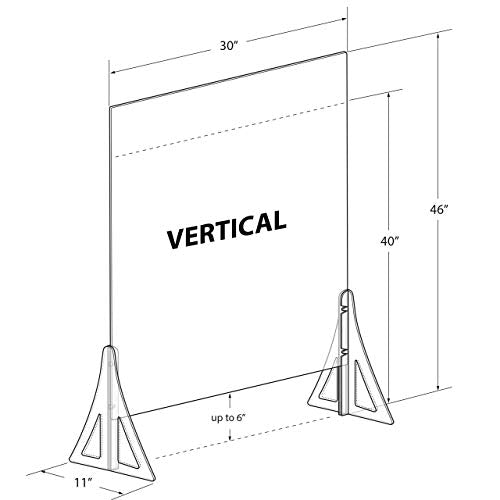 Azar 179776-187 Protective Sneeze Guard for Counter and Desk - Portable Plexiglass Barrier Acrylic Desk Shield Adjustable to Six Heights for Transaction Window. Plastic Shield for Desk (Pack of 2)