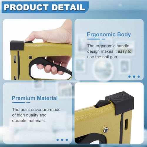 Dollate Point Driver for Photo Framing, Nail Gun for Pictrue Frame with 1000 Flexible Points, Household Small Framing Stapler for Rigid Framers, DIY Tools