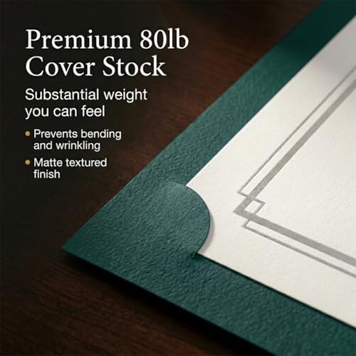 PaperDirect Green Elegance Certificate Jackets, 9.5 x 12, Silver Double Foil Border, Diplomas, Employee Recognition, Volunteer Appreciation, Award Ceremonies, Birthdays, Graduation, Pack of 50