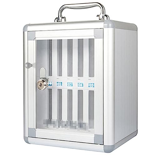 12/24/36/48/60 Slots Cell Phone Cabinet Silver Aluminum Alloy Pocket Chart Storage Locker Box w/Portable Handle, Key Lock & Handwritten Tags, Wall Mounted For Classroom, Office ( Size : 12 , Color : S