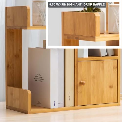 Desk Shelf, Bamboo Desktop Bookshelf, 7.3×22.8×22in - Countertop Orgnizer Shlef, for Place Book, Figurine and Decoration, Storage Rack, Display Shelf, Place on The Desktop for Study Dorm Office Home