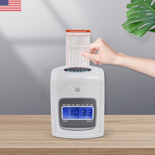 Employee Time Clocks for Small Business, Auto-Align Time Clock Punch Machine with 50-Piece Time Cards