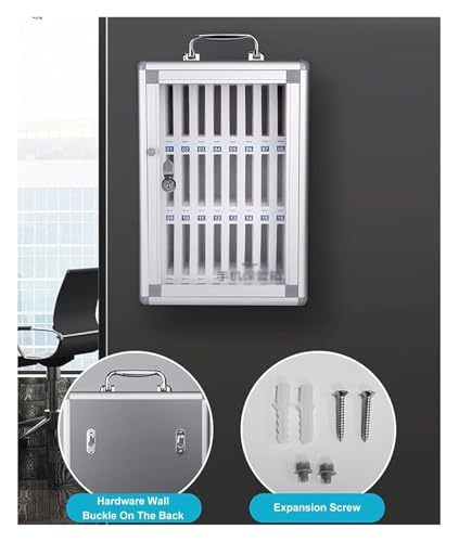 Cell Phone Locker, Cell Phone Locker Cabinet, Aluminum Alloy Pocket Chart Storage Cabinet for Cell Phones,Wall-Mounted with A Locked Can Be Carried by Hand(60)