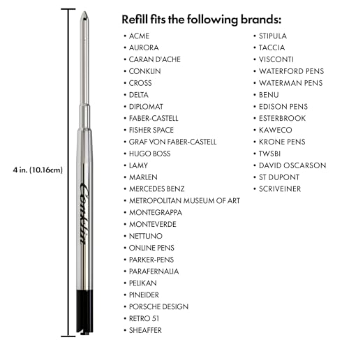 Conklin Soft Ink Ballpoint Refill, Black (50 pcs tube)