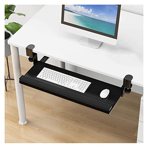 Ergonomic Keyboard Tray, Clamp-on Under Desk Computer Keyboard Drawer, Adjustable Keyboard Platform Extender, C-clamp Mount System, Easy to Type, Black