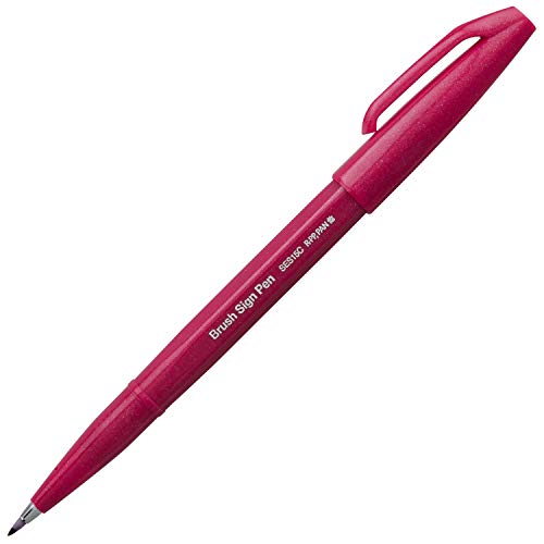 Pentel Arts Sign Pen Brush, Burgundy Ink, Box of 12 Pens