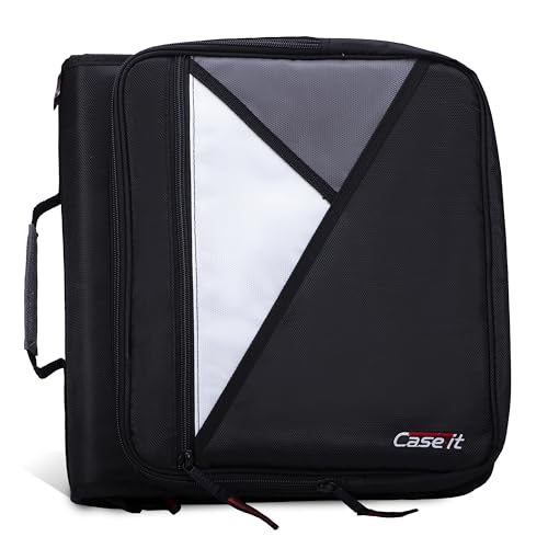 Case-it School Zipper Binder | 2" O-Rings | 350-Sheet | LT-007 Jet Black