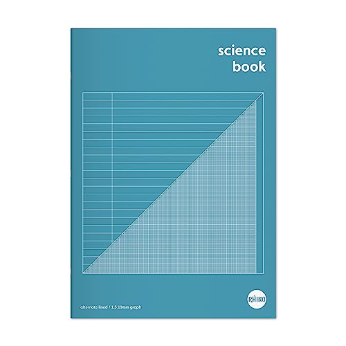 Rhino A4 Exercise Book, 64-Page / 8mm Lined with Margin & 10mm Graph Ruling Reverse Paper Notebook, 1-Pack, Office & School Stationery Supplies, Green