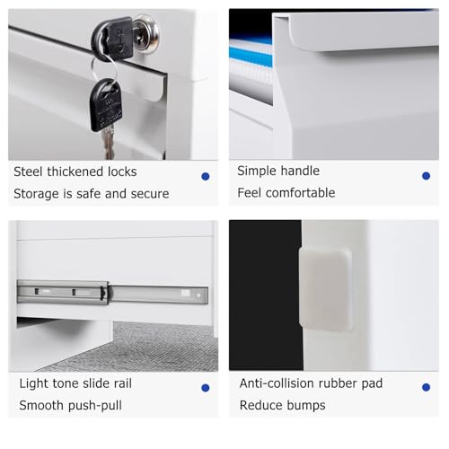 Metal Filing Cabinets for Home Office, Vertical Filing Cabinet, Industrial Drawer Chest Garage Cabinets, Lockable Tool Chest Cabinet, Steel Tool Storage Box Organizer