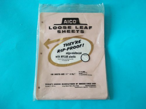 Aico Loose Leaf Sheets Rip-Proof Edge Reinforced with Mylar Plastic 100 Sheets 11" x 8 1/2" Pink 20 LB Bond
