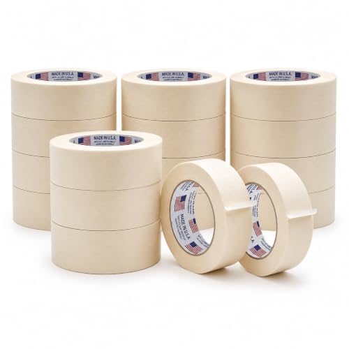 WOD MT5 Utility Grade Masking Tape, 1.5 inch x 60 yds. (Pack of 24) for Home or Office air-Dry Painting, Labeling, & Packing. Leaves no Residue