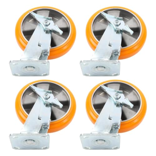 RATION for 8" × 2" Caster Aluminum Core Crowned Polyurethane 4 Pack Brake