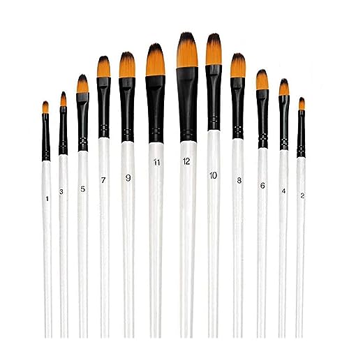 UOHLCX HBJWOV Synthetic Nylon Tip Paint Brushes Set 12pcs Artist Brush for Acrylic Oil Watercolor Gouache Artist Painting