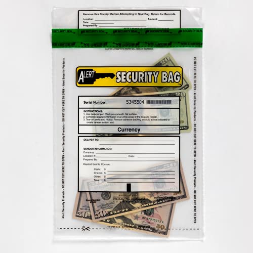 8x10 Opaque Bank Deposit Security Bags | Tamper Evident Seal | Serial Numbered Receipts - Roll of 250 Bags