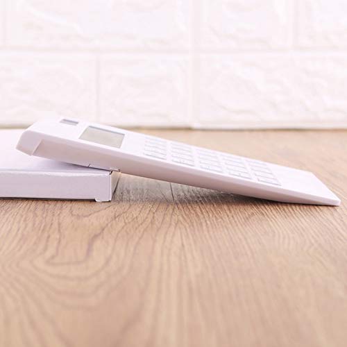 NSUQOA White 12 Digital Calculator Crystal Buttons Solar Battery Power Office Supplies
