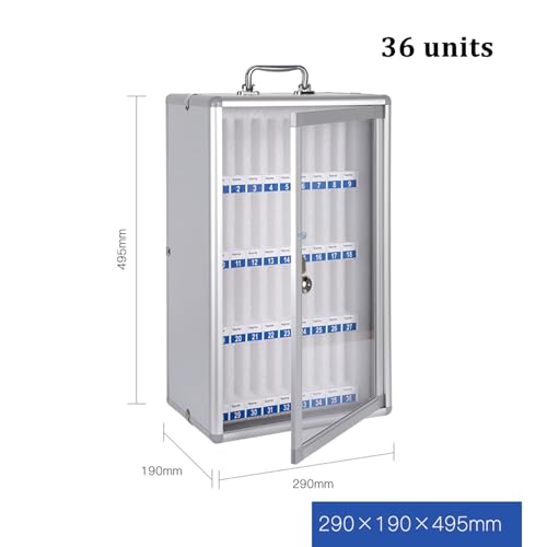 Classroom Office Cell Phone Locker Cabinet,12/24/36/48/60 Slot Aluminum Alloy Clear Pocket Chart Cell Phones Storage Cabinet,Wall-Mounted Mobile Phone Safe Deposit Box with Safety Lock & Handle