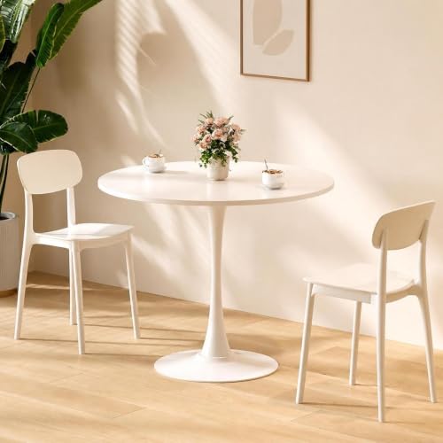 RIXNOMA Round Conference Table with Wooden Base, Modern Compact Office Table for Small Meeting Rooms, Business Meetings, and Office Conference Rooms