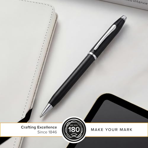 Cross Century II Black Lacquer Ballpoint Pen, Medium Point, Black Ink